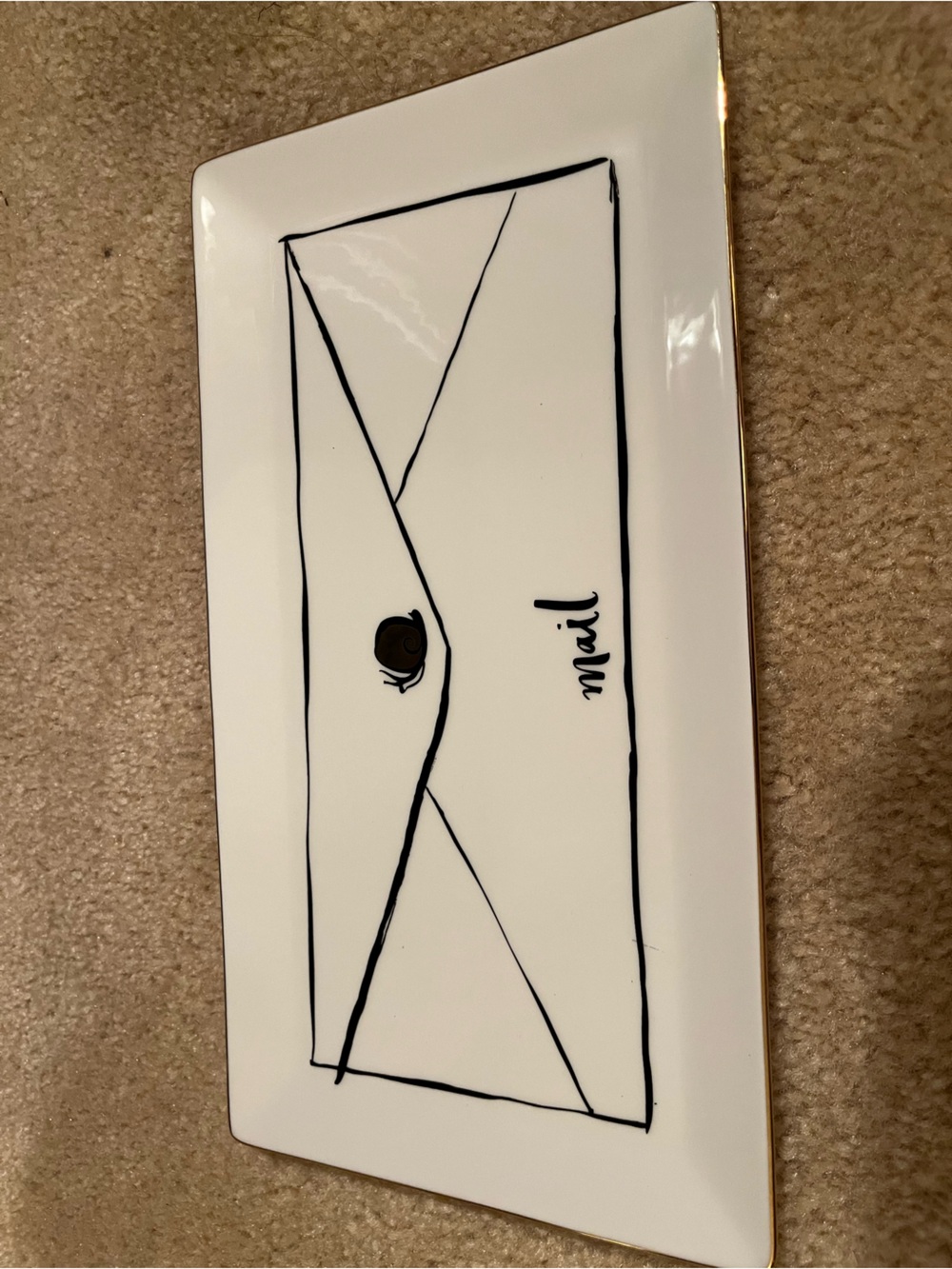 Kate Spade NY Lenox Daisy Place Snail Mail Large Tray Letter Dish Plate 11x7